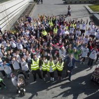 REMEMBERING RUBY!. . . . .The Mayor, Councillor John Boyle pictured with those who took part in Saturday’s ‘Walk for Ruby’, an event organised by the Foyle Down Syndrome Trust in memory of little Ruby Lynch (7) who passed away this time last year. (Photos: JIm McCafferty Photography)